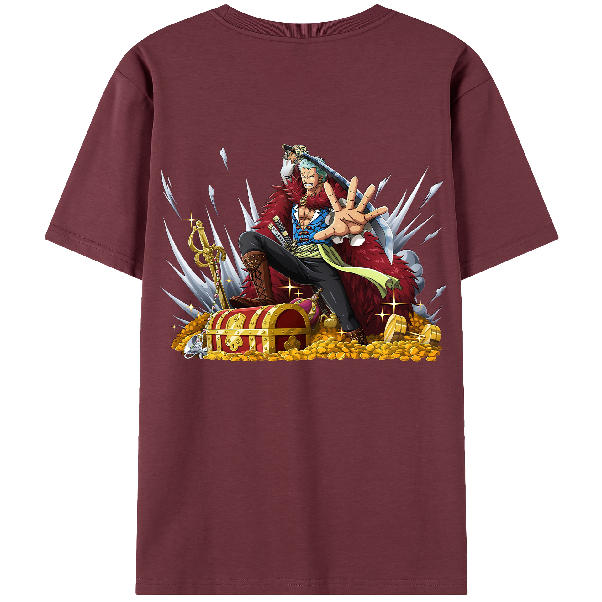 ワンピース ロロノア・ゾロ ONE PIECE Roronoa Zoro 綿100％半袖Tシャツ（背面プリント）